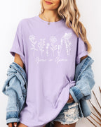 Grow In Grace Comfort Colors Christian & Flower Garment Dyed T Shirt