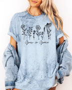 Grow In Grace Comfort Colors Christian & Flower Garment Dyed T Shirt