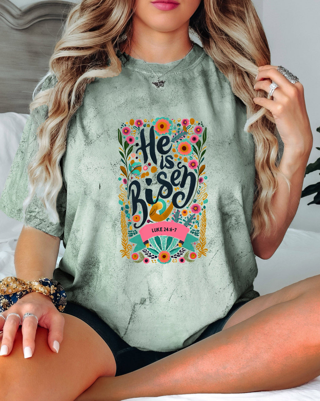 He is Risen Comfort Colors Garment Dyed Christian T Shirt