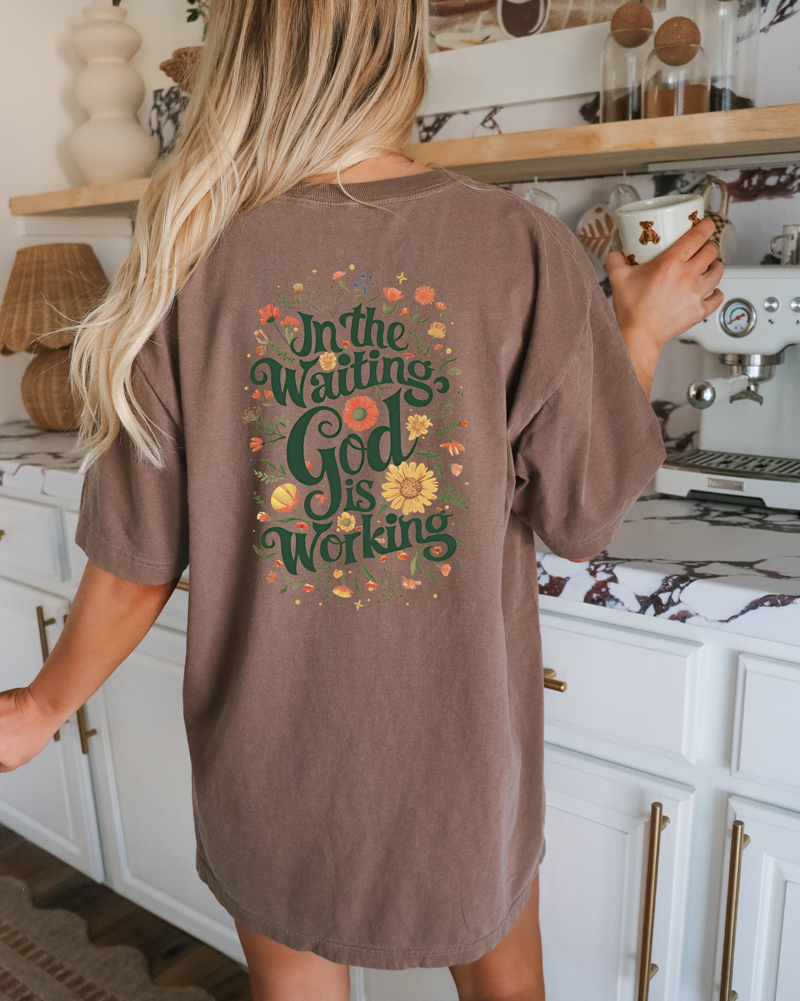 In The waiting God Is working Christian Comfort Colors Garment Dyed T Shirt
