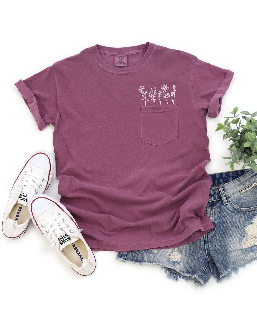 Wildflowers Comfort Colors Pocket T Shirt
