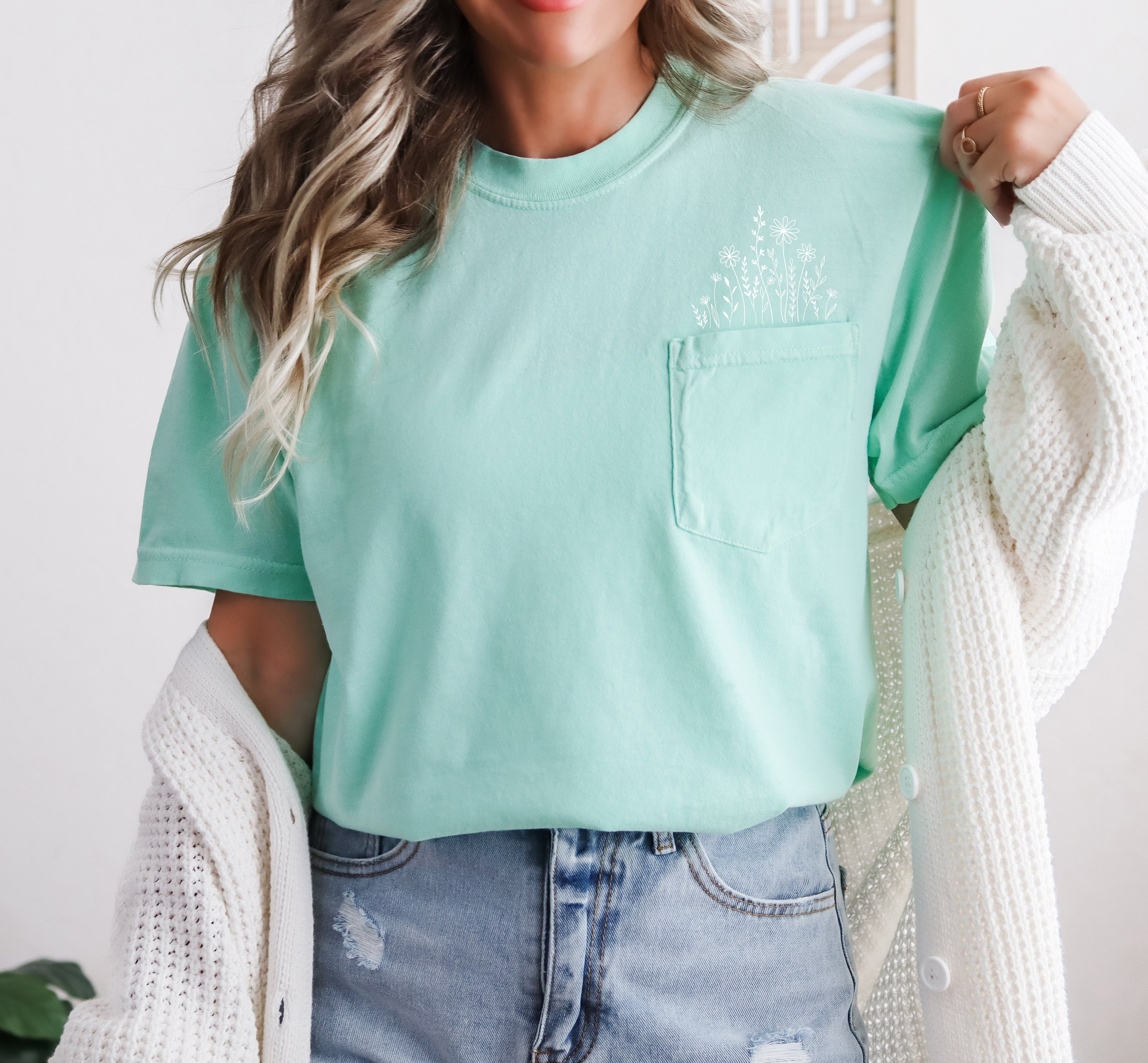Wildflowers Comfort Colors Pocket T Shirt | Nature, Camping, Plant (new)